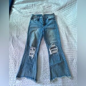 Sneak Peek cropped wide leg jeans.